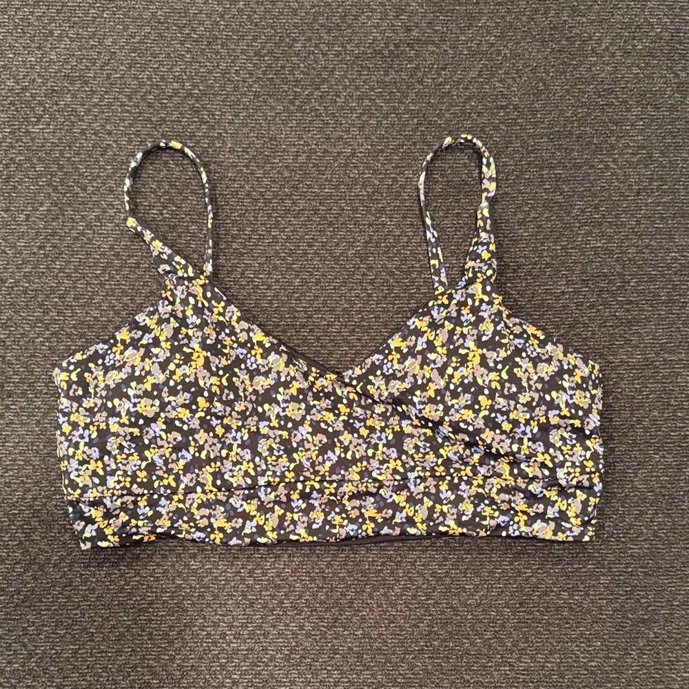 Prana Black and Yellow Floral Swim Tank Top